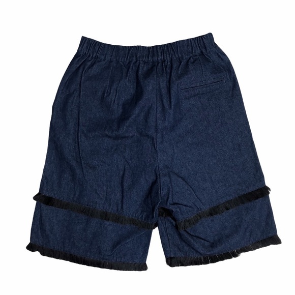 TOV Women’s Tiered Fringe Denim Bermuda Shorts Size Small (38) Statement Shorts - Picture 4 of 8